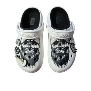 Luke Combs x‎ Crocs Limited Edition Skully Graphic Lined White M6 W8 W/Charms